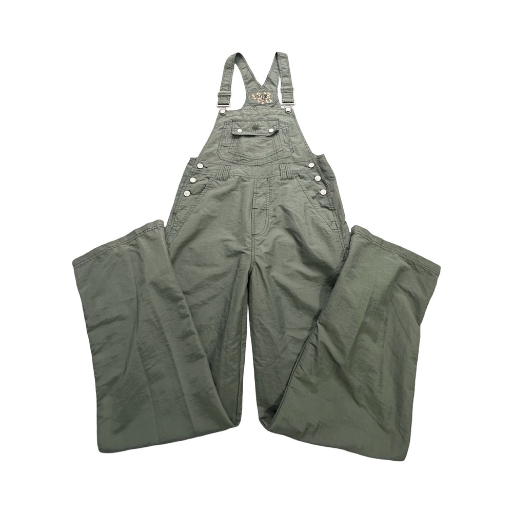 SQZ Overalls Unisex M 30x32 Olive Green Wide Leg Nylon Utility Workwear Vintage